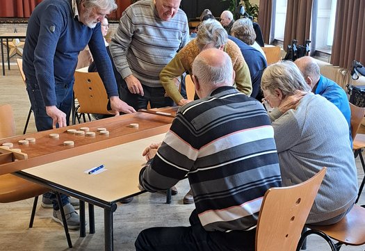 Senioren die aan het sjoelen zijn
